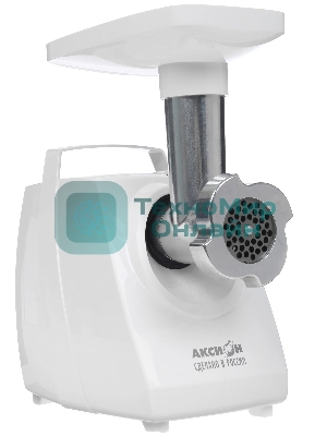 Мясорубка электрическая Аксион М34.03 белый, 1500 Вт, 1.7 кг/мин, защита от перегрузки, насадки - 4