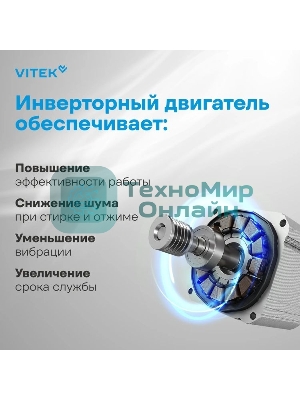 Стиральная машина Vitek VT-WME7208 класс: A+++ загр.фронтальная макс.:7кг белый инвертор