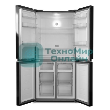 Холодильник Centek CT-1756 Black Glass Total NF черный двухкамерный 289/153л морозилка сбоку, No Frost, Side by Side