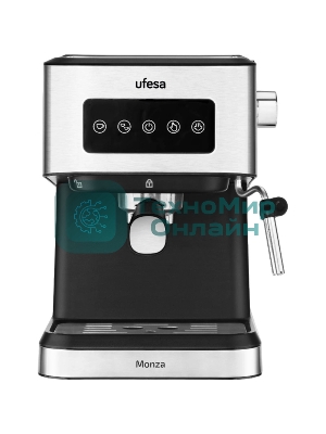 Кофеварка рожковая Ufesa MONZA черный/серебристый, исп. кофе - молотый, 1.5 л, 1050 Вт, 20 бар