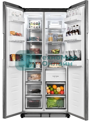 Холодильник LEX LSB458StGIDBI серый трехкамерный 234/202л морозилка снизу, No Frost, Side by Side