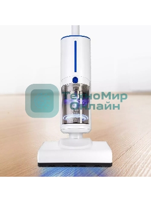 Пылесос вертикальный паровой Kitfort КТ-5157-3 белый/синий, питание от сети, 600 Вт, уборка влажная/паром/сухая, пылесборник 1,2 л