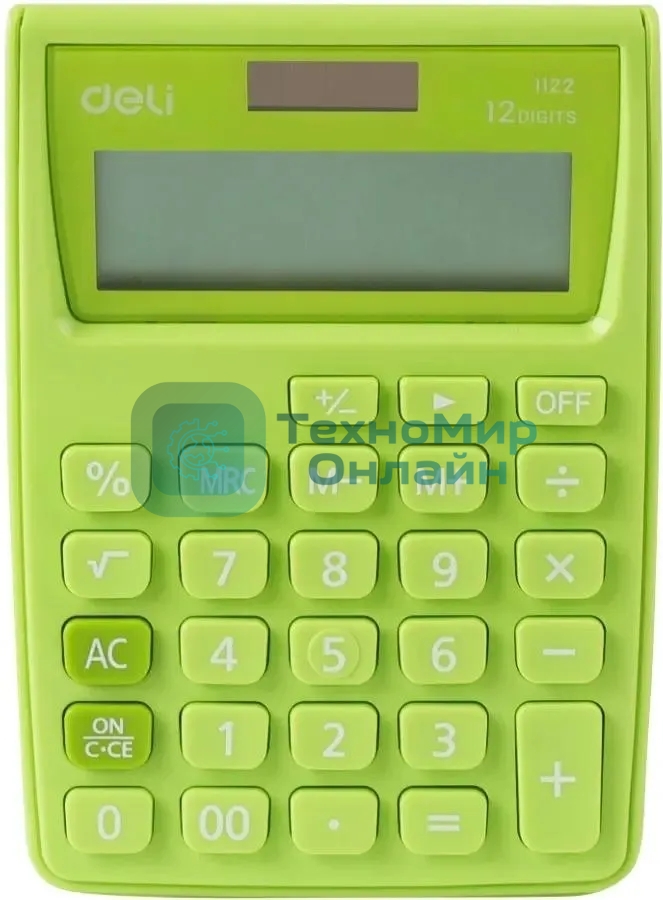 Калькулятор настольный Deli E1122/GRN зеленый 12-разр.