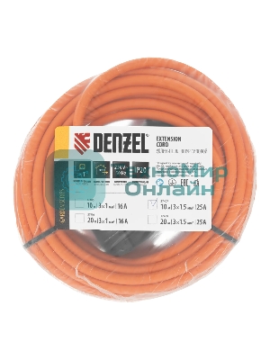 Удлинитель-шнур силовой Garden Series Denzel ПВС, 10 м, 1 розетка 3x1,5 мм