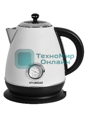 Чайник электрический Hyundai HYK-S4502 1.7 л, 2200 Вт, жемчужный/черный (корпус: нержавеющая сталь/пластик)