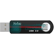 Флешка USB Netac US18 (NT03US18C-064G-32BK), 64Gb, USB 3.2/TypeC, R/W 200/100, черный/красный