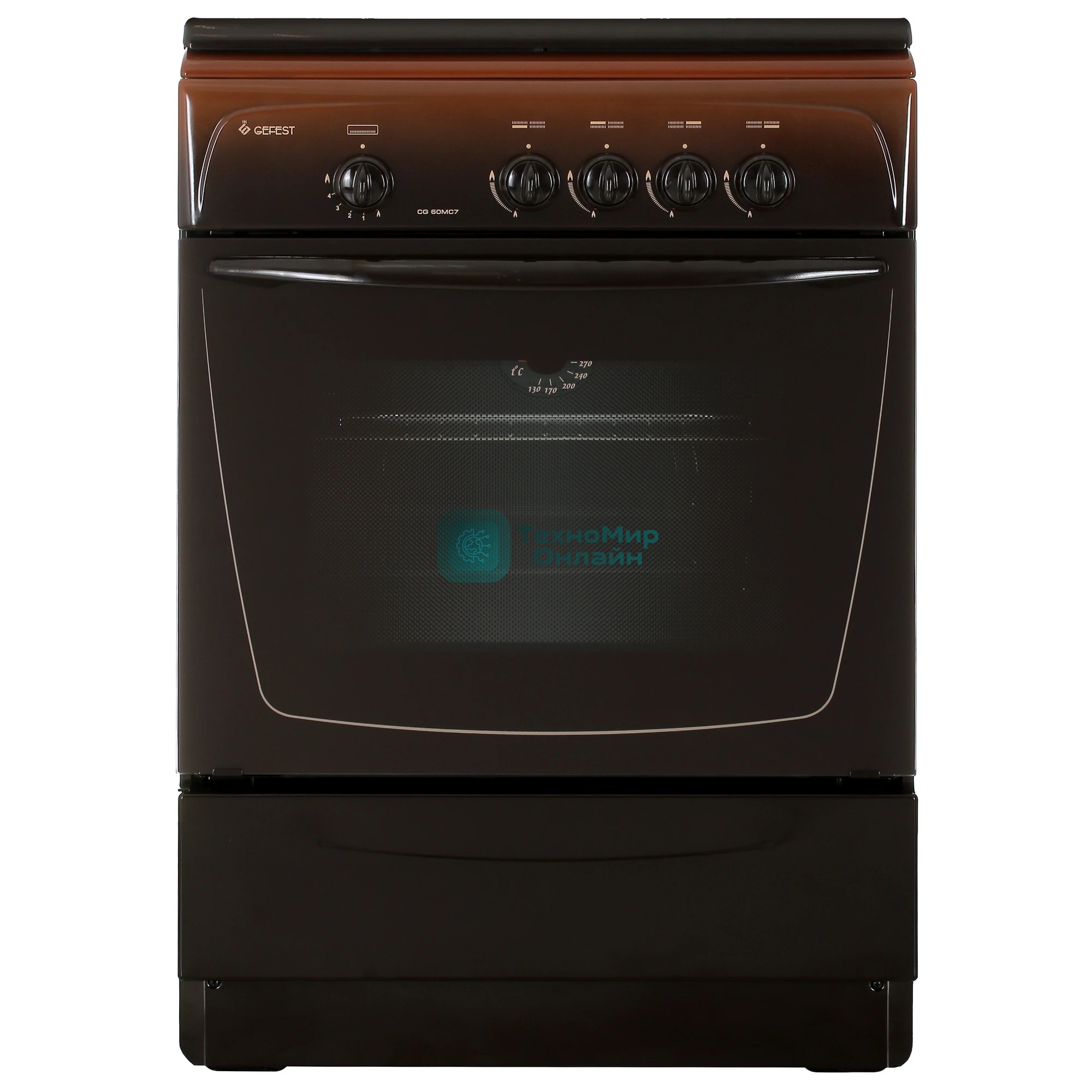 Плита газовая Gefest CG 60М C7 К83 коричневый, конфорок 4 шт, духовка 63 л, 60 см x 85 см x 60 см