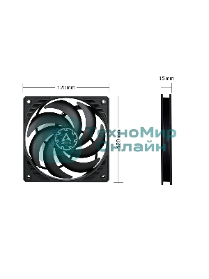 Вентилятор для корпуса Arctic P12 SLIM PWM PST черный, 120 мм, 2100 об/мин, 22.5 дБ, 4 pin