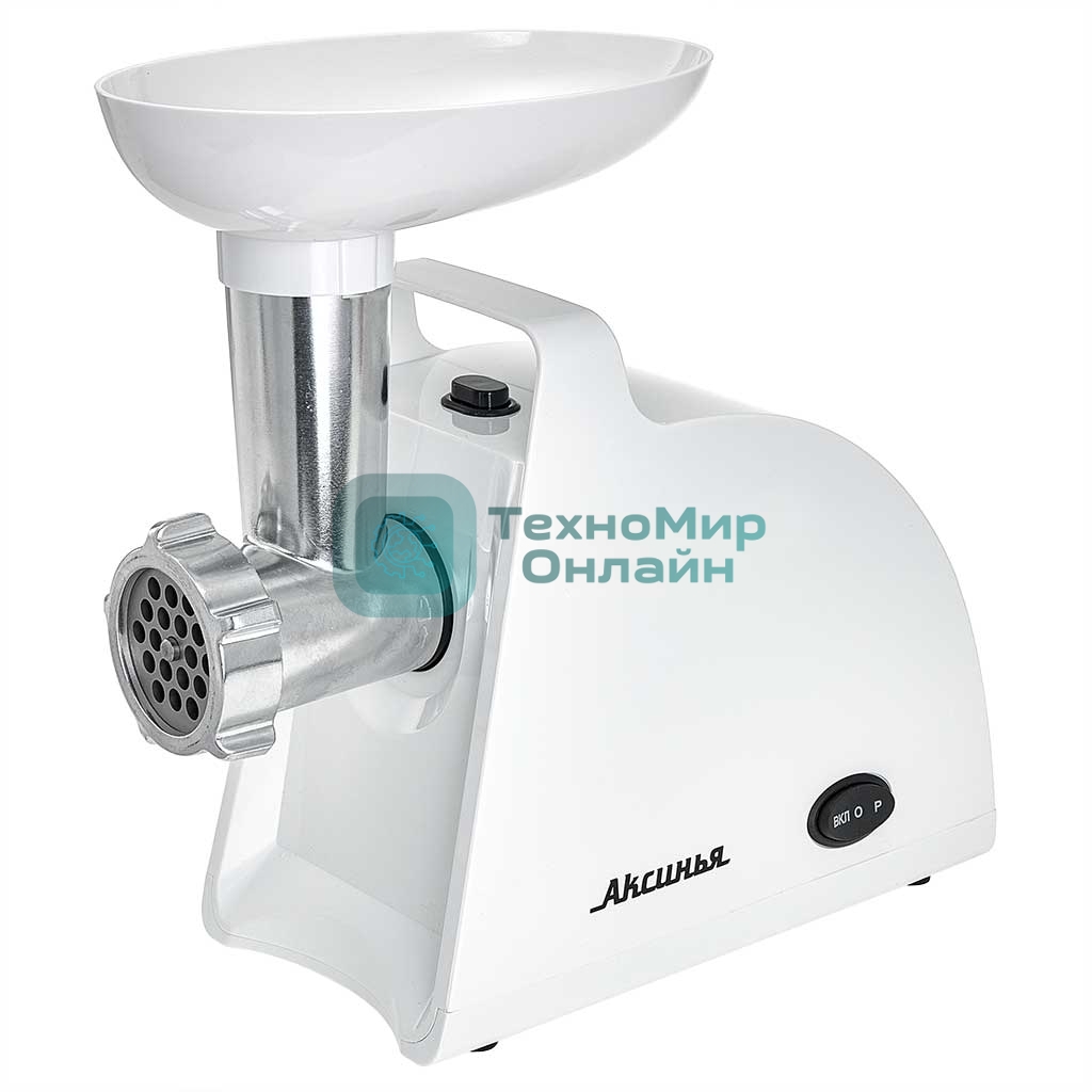Мясорубка электрическая АКСИНЬЯ КС-2005С белый, 2000 Вт, 1.8 кг/мин, реверс, защита от перегрузки, насадки - 7