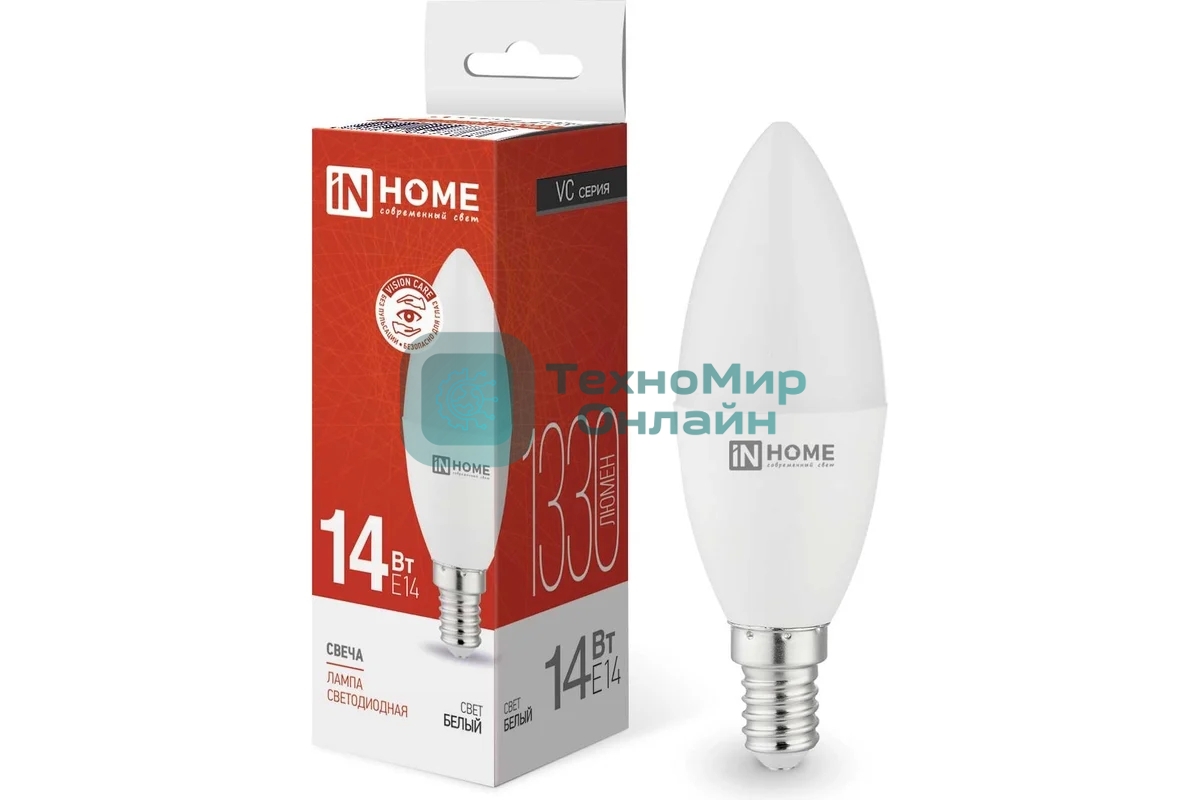 Лампа светодиодная LED-СВЕЧА-VC 14Вт E14 4000К 1330лм IN HOME 4690612047768