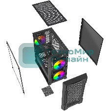 Компьютерный корпус Powercase Mistral Micro X3B ARGb, Tempered Glass, 3x 120мм ARGb PWM Fan, черный, mATX (CMMXB-A3)