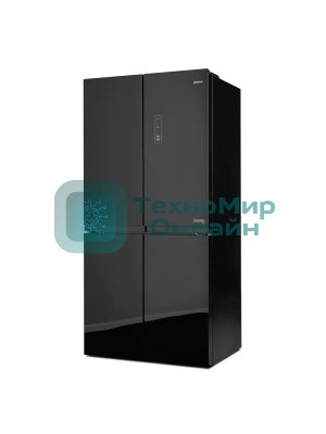 Холодильник Centek CT-1756 Black Glass Total NF черный двухкамерный 289/153л морозилка сбоку, No Frost, Side by Side