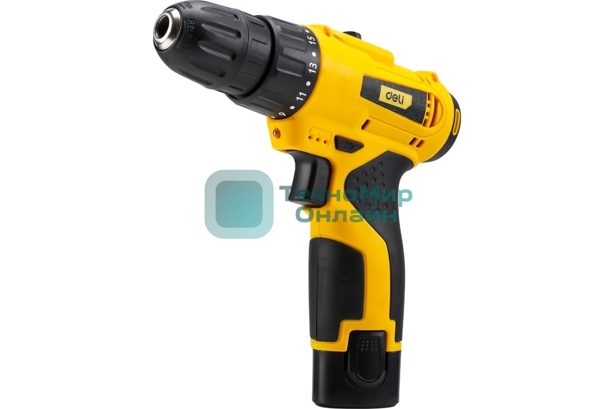 Дрель-шуруповерт Deli DL-DZ12-E1A1, 12 В, 1,5 Ач, 22 Нм, щеточный