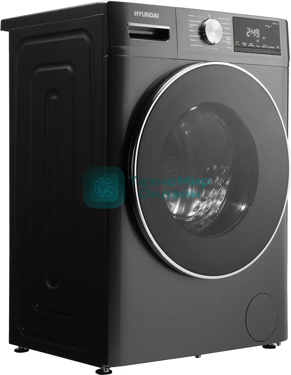 Стиральная машина Hyundai WFD8401 темно-серый, загрузка фронтальная 8кг, 1400 об/мин., класс: B