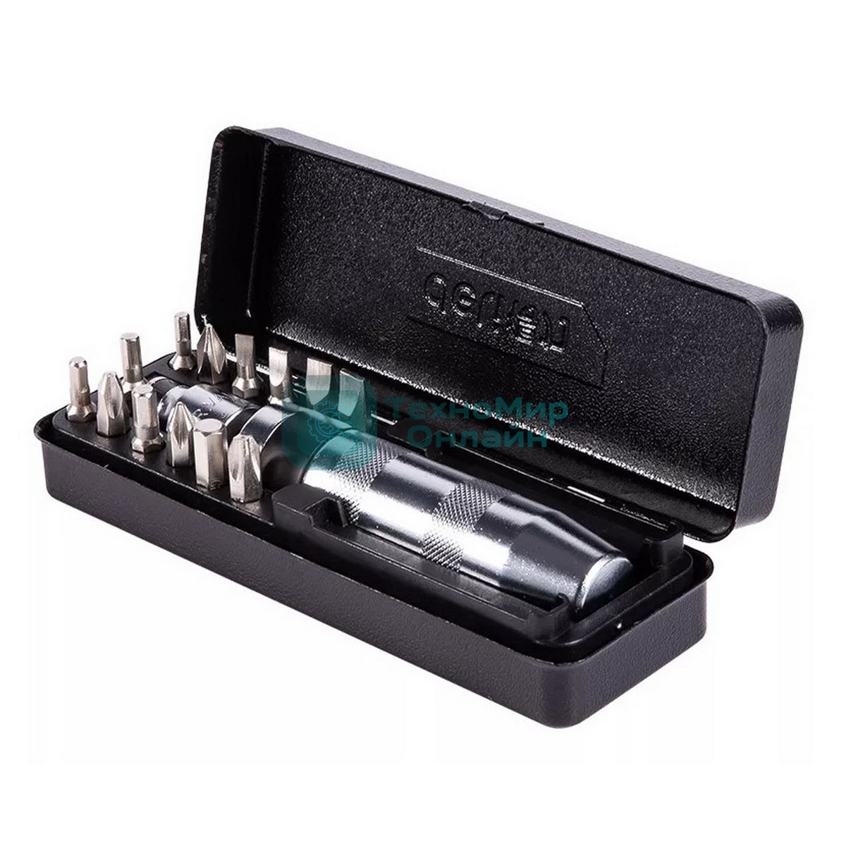 Ударно-поворотная отвертка с набором бит 13 шт Deli DL8901 (PH1, PH2x2, PH3, PH4, SL5, SL6, SL8, SL9, H4, H5, H6, H8), Cr-V, пласт. кейс