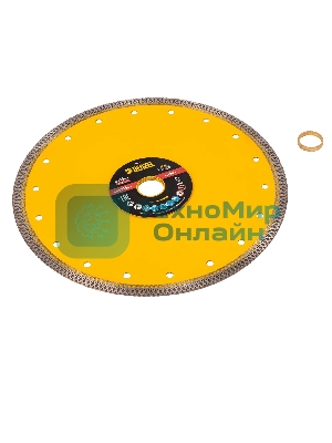 Диск алмазный отрезной Denzel 230 х 22,2мм, сплошной, супертонкий, горячий пресс, сухой/мокрый рез