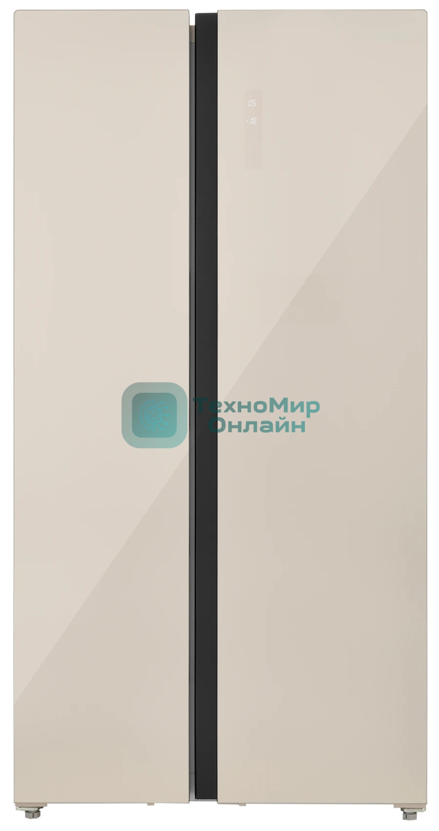 Холодильник Zugel ZRSS630C бежевое стекло двухкамерный 377/193л морозилка сбоку, No Frost, Side by Side