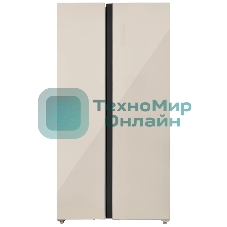 Холодильник Zugel ZRSS630C бежевое стекло двухкамерный 377/193л морозилка сбоку, No Frost, Side by Side