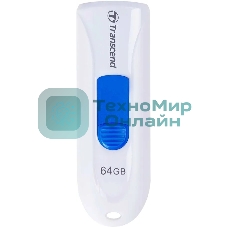 Флешка USB Transcend JetFlash 790 (TS64GJF790W), 64Gb, USB 3.0, R/W 70/25, белый/синий