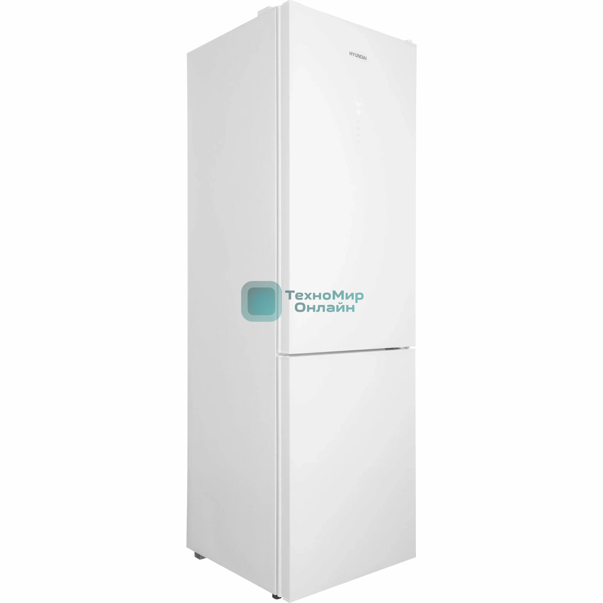 Холодильник Hyundai CC35083F белое стекло двухкамерный 240/95л морозилка снизу, No Frost