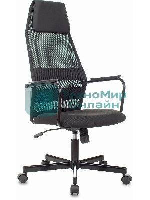 Кресло Бюрократ KB-5M TW-01 3C11 черный, сетка/ткань, 120 кг, механизм качания, с подголовником
