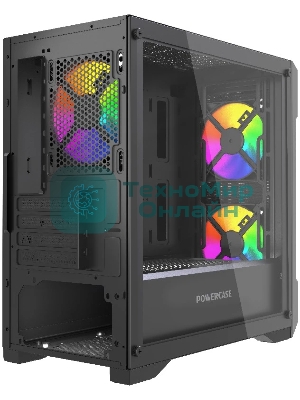 Компьютерный корпус Powercase Mistral Micro X3B ARGb, Tempered Glass, 3x 120мм ARGb PWM Fan, черный, mATX (CMMXB-A3)