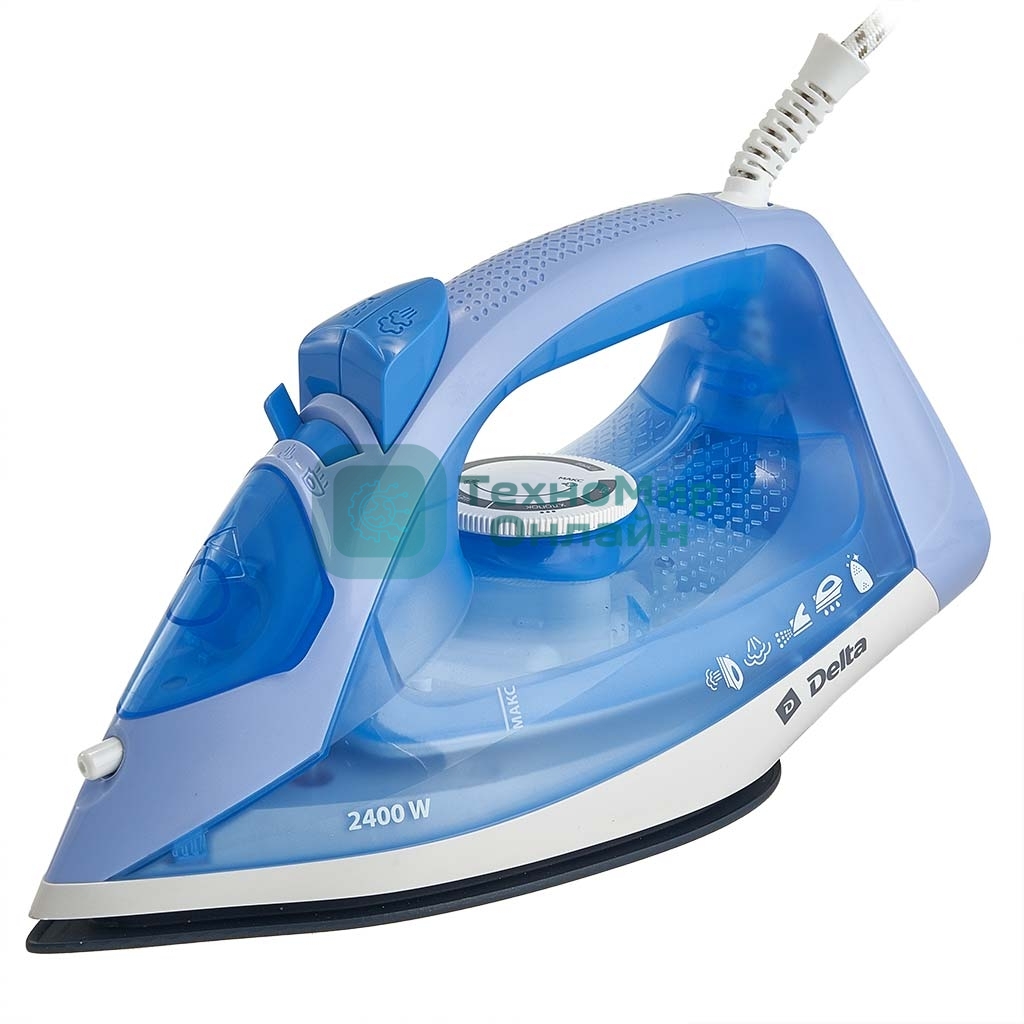 Утюг DELTA DL-154 голубой, 2400 Вт, 30 г/мин, 150 г/мин, 260 мл