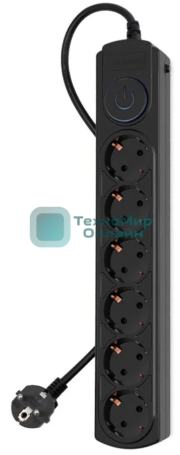 Сетевой фильтр Ippon BK-6-EU-3-10-B 3 м, 6 розеток, черный, коробка