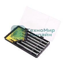 Набор прецизионных отвертокDeli DL3206 6 шт Набор прецизионных отверток из 6 предметов: 2 шт. Philips: PH1, PH04 шт. Шлиц: 1,4 мм, 2,0 мм, 2,4 мм, 3,0 мм. Cr-V. Черная отделка.