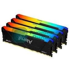 Оперативная память Kingston Fury Beast, DDR4, 32GB (4x8GB), 3600MHz, CL17, DIMM, с радиаторами, RGB, черный
