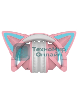 Беспроводные/проводные наушники Party Cat mini BT 0051 розово-голубой, накладные, Bluetooth + проводной, кошачьи ушки, до 10 ч