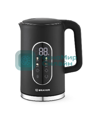 Чайник электрический BRAYER BR6107BK, черный, 1.7 л, 2200 Вт