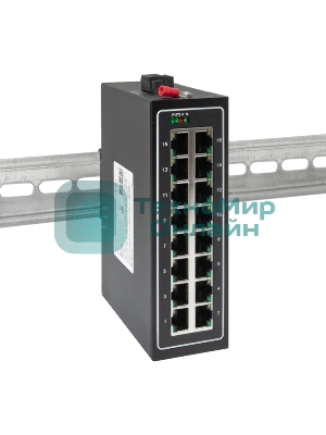 Коммутатор неуправляемый промышленный U-16T 16 портов 10/100Base-T(X) RJ45 монтаж на DIN-рейку TSX EKF TSX-U-16T