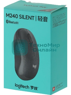 Мышь беспроводная Logitech M240 SILENT графитовый, 4000 dpi, Bluetooth, кнопки - 3