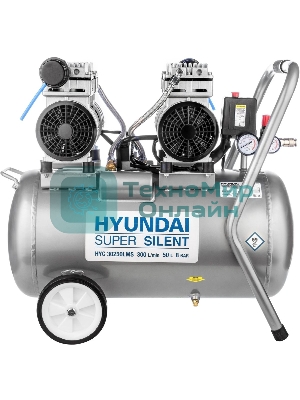 Компрессор поршневой Hyundai HYC 30250LMS безмасляный 300л/мин 50л 2000Вт серебристый/черный