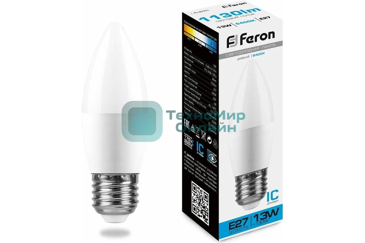 Лампа светодиодная Feron LB-970 13Вт E27 дневной матовая свеча