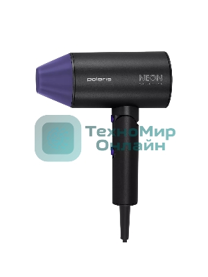 Фен Polaris PHD-2120 TI черный/фиолетовый, 2400 Вт, компактный, ионизация
