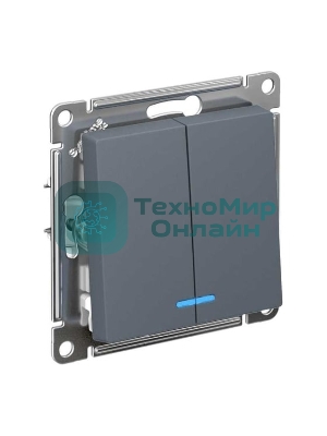 Механизм выключателя 2-кл. СП AtlasDesign 10А IP20 (сх. 5а) 10AX с подсветкой грифель