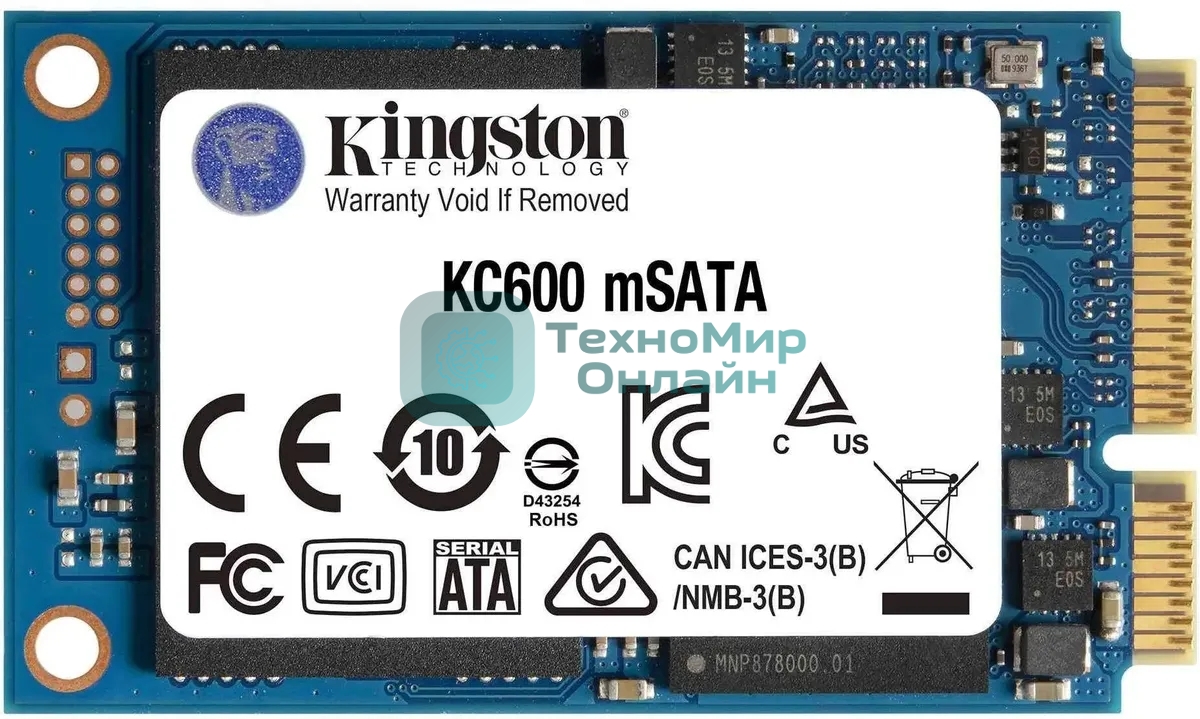 Накопитель SSD Kingston KC600, 256Gb, mSATA, R/W 550/500