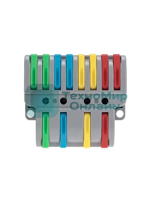 Клемма Rexant СМК 4х2 проходная разветвительная 4 полюса, с монтажной площадкой (1 ввод, 2 вывода на полюс) (20 шт/уп)
