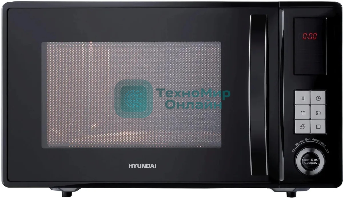 Микроволновая печь Hyundai HYM-D3010 черный, 23 л, 800 Вт, переключатели - кнопки, поворотный механизм