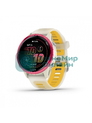 Умные часы Garmin Forerunner 570 слоновая кость, малиновый безель, ремешок манго 42мм