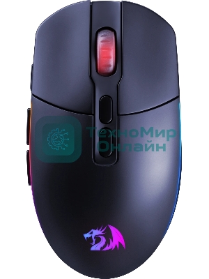 Мышь беспроводная Redragon 2.4G,проводная игровая 7+кн.колесо 10000dpi RGb черный Invader Pro