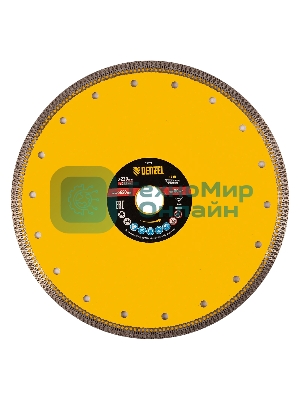 Диск алмазный отрезной Denzel 230 х 22,2мм, сплошной, супертонкий, горячий пресс, сухой/мокрый рез