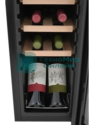 Винный шкаф ZÜGEL ZCWF123B черный, 32 л, 1 отсек, 12 бут.