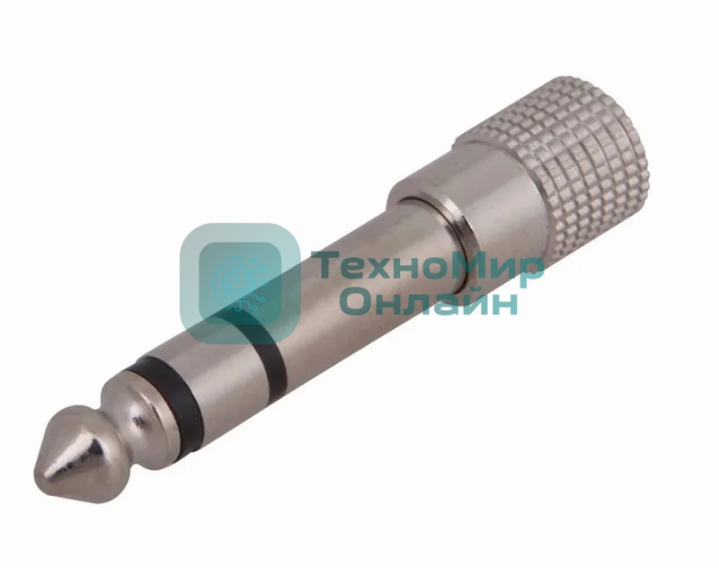 Переходник аудио Rexant (штекер 6,3 мм стерео - гнездо 3,5мм стерео), металл