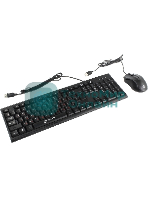 Комплект клавиатура+мышь Oklick 620M проводной, USB, 1200 DPI, чёрный