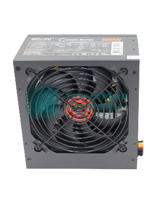 Блок питания Ginzzu CB500 12CM черный,24+4p,PCI-E, 4*SATA, 3*IDE,оплетка MB, кабель питания