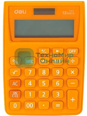 Калькулятор настольный Deli E1122/OR оранжевый 12-разр.