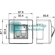 Коробка для миниканалов DKC (ДКС) 10656 с двумя телефонными/компьютерными розетками, белый